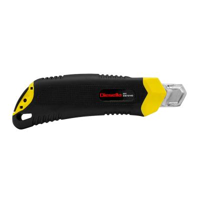 General-purpose Knife with Non-Slip Rubbergrip, 18 mm blade, Auto-Lock and Storage with 2 extra blades